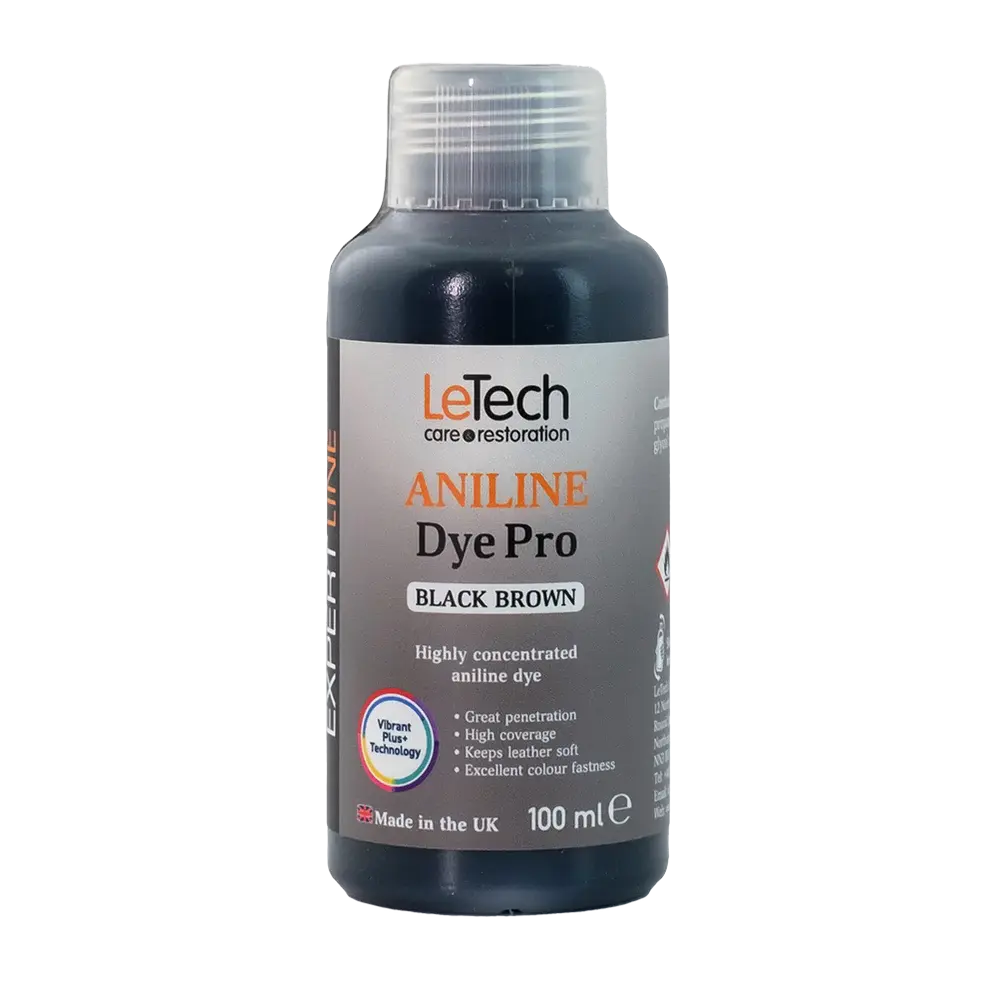 LeTech Aniline Dye Pro bottle for black brown color on a white background