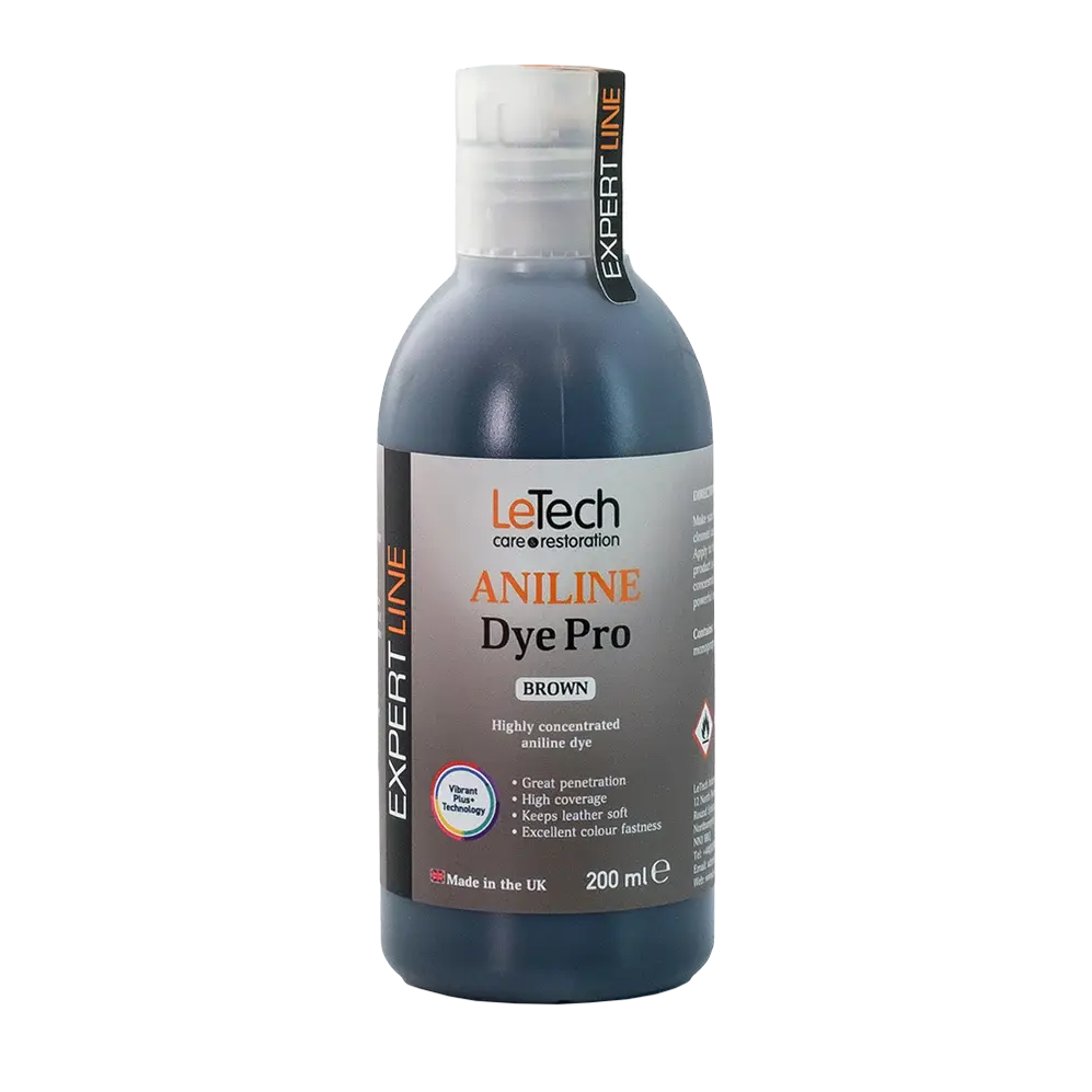 Bottle of LeTech Aniline Dye Pro on a white background