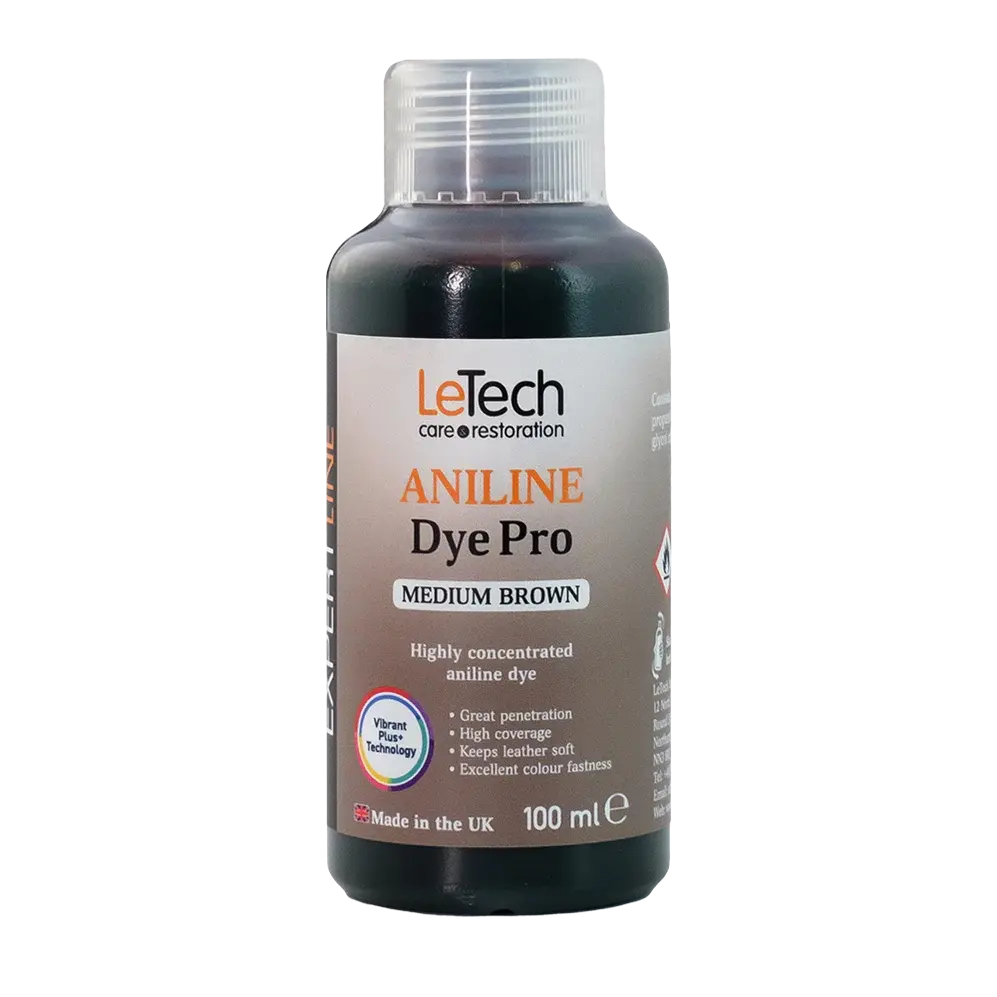 LeTech Aniline Dye Pro bottle for medium brown color on a white background