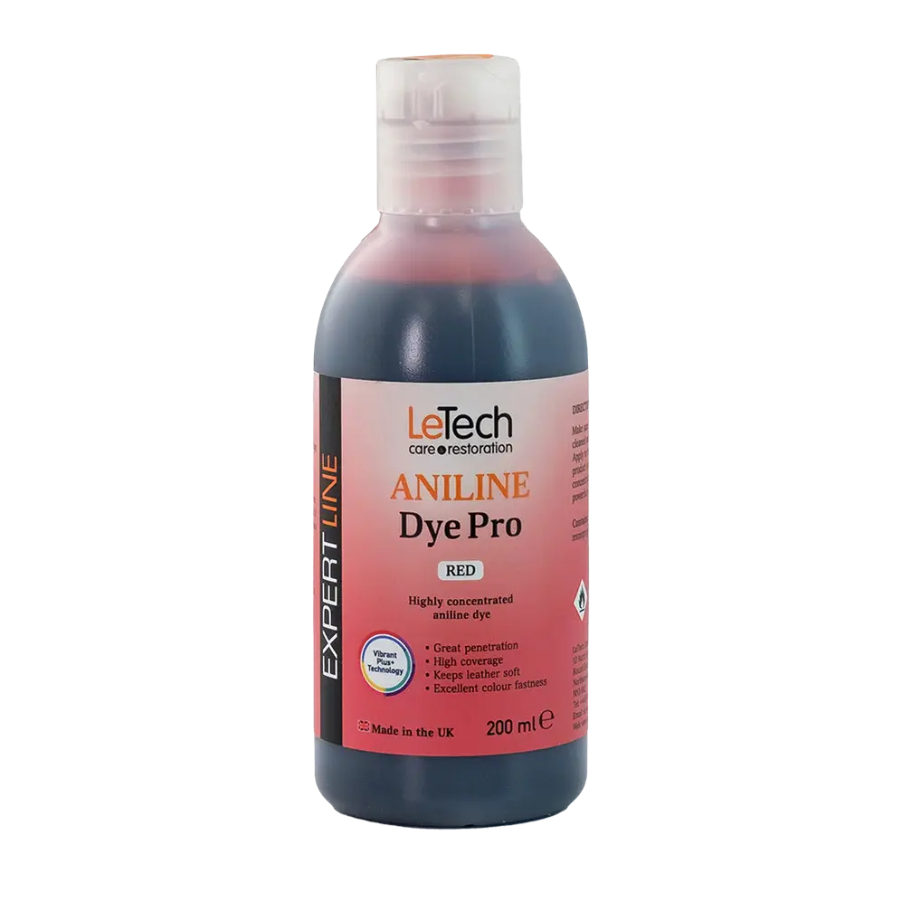 Bottle of LeTech Aniline Dye Pro on a white background