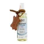 Leather care product with a leather tag on a white background