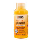 LeTech leather colourant bottle in golden yellow on a white background