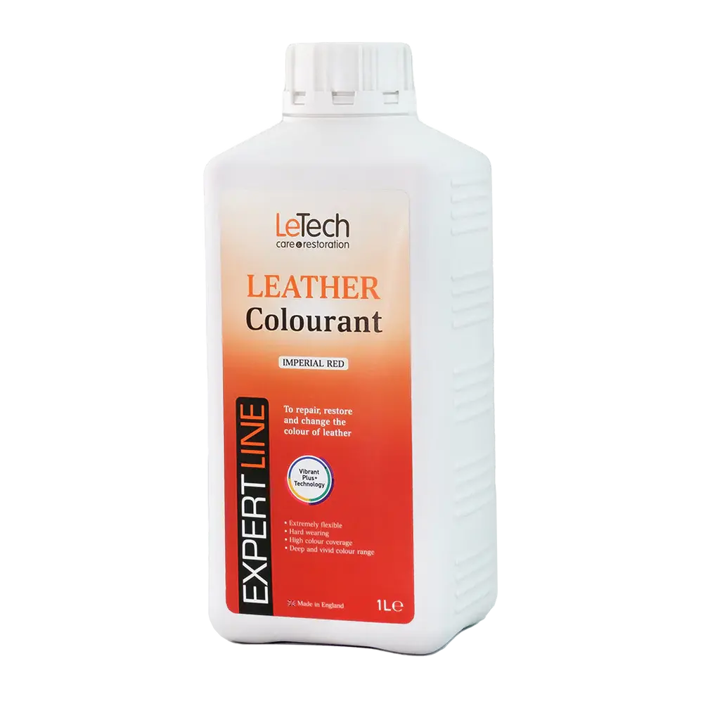 LeTech leather colourant bottle with a white cap on a white background