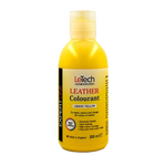 Yellow bottle of LeTech Leather Colourant on a white background