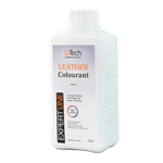 Leather colourant bottle with white label on a white background