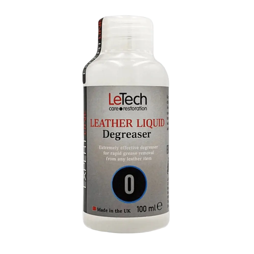 LeTech leather liquid degreaser bottle on a white background